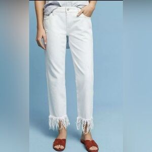 Pilcro by Anthropologie Hyphen White Fringe Jeans